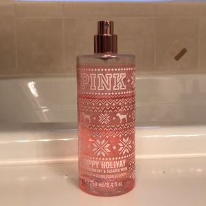Pink winter happy holiday body mist